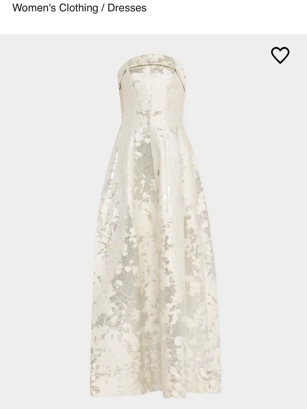 Strapless Ivory Floral Jacquard Evening Dress